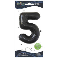 кулька-цифра фольгована Pelican  80см. чорна "5"  830955  (5/50)