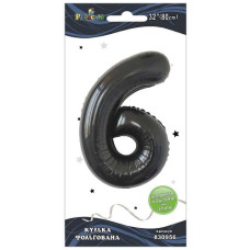 кулька-цифра фольгована Pelican  80см. чорна "6"  830956  (5/50)