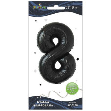 кулька-цифра фольгована Pelican  80см. чорна "8"  830958  (5/50)