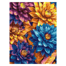 картина за номер. Ідейка 30х40см. "Яскраві жоржини" з фарбами металік  КНО3305