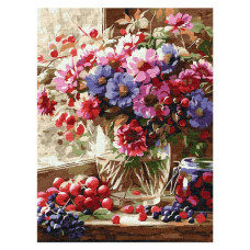 картина за номер. Ідейка 30х40см. "Букет і фрукти"  КНО5693