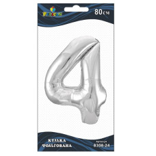 кулька-цифра фольгована Pelican  80см. срібло "4"  830824  (5/50)