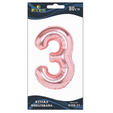 кулька-цифра фольгована Pelican  80см. рожеве золото "3"  830833  (5/20)