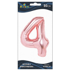 кулька-цифра фольгована Pelican  80см. рожеве золото "4"  830834  (5/20)