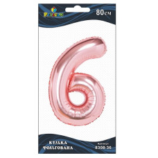 кулька-цифра фольгована Pelican  80см. рожеве золото "6"  830836  (5/20)