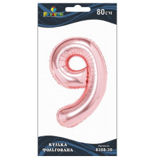 кулька-цифра фольгована Pelican  80см. рожеве золото "9"  830839  (5/20)