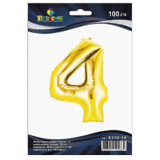 кулька-цифра фольгована Pelican 100см. золото "4"  831014  (5/50/500)