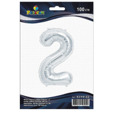 кулька-цифра фольгована Pelican 100см. срібло "2"  831022  (5/50/500)