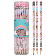 олівець чорнографітний YES Pusheen Rainbow круглий з гумкою в пл. тубі  280676  (36/540/2160)