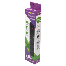 мережевий фільтр Maxxter 3м., 5 гнізд, з вимикачем  SPM5-G-10B