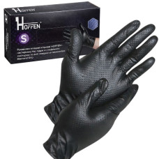 рукавиці медичні нітрилові Hoffen Diamond Grip black терстуровані, 8,5 гр., розмір S  (50/500)