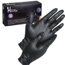 рукавиці медичні нітрилові Hoffen Diamond Grip black терстуровані, 8,5 гр., розмір L  (50/500)