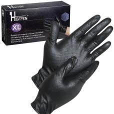 рукавиці медичні нітрилові Hoffen Diamond Grip black терстуровані, 8,5 гр., розмір XL  (50/500)