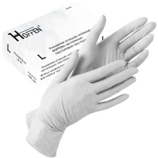 рукавиці медичні нітрилові Hoffen white, 3,5гр. L  (50/500)