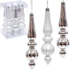 набір прикрас ялинкових "Бурульки фігурні срібні" 6шт. 17х4см.  6279-4/119748  (1/84)