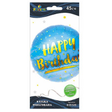 кулька фольгована Pelican Happy Birthday з мішурою блакитна 45см.  835149