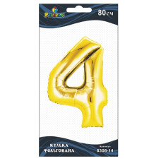 кулька-цифра фольгована Pelican  80см. золото "4"  830814  (10)