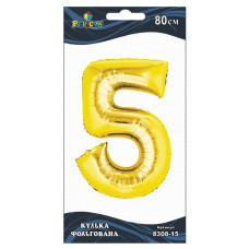 кулька-цифра фольгована Pelican  80см. золото "5"  830815  (10)