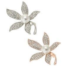 брошка металева листочок 4,3см. зі стразами  XZ-571GS1 (014064)