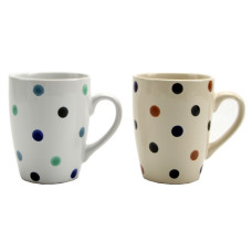 кухоль порцеляновий 340мл. Горох кольор. WHITE MIX тех. упак.  KW 145  (6/36)