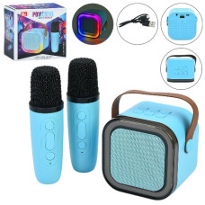колонка 9х8,5х7м., світло, 2 мікрофон, Bluetooth, TF-слот, USB-зар. в кор. 14х14х7,5см.  К12-4  (24)
