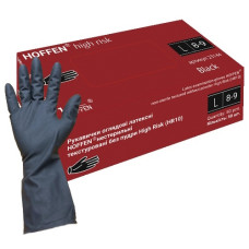 рукавиці медичні латексні Hoffen High Risk black, 14,5гр.  L  (25/250)