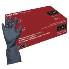 рукавиці медичні латексні Hoffen High Risk black, 14,5гр.  S  (25/250)