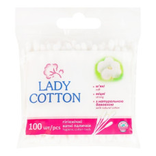 ватні палички Lady Cotton в поліет. пакеті 100шт.  (50)