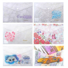 тека Bourgeois конверт на кнопці пластикова А4+ 160мкр., кольоровий друк  Р0130/.../0141  (10)