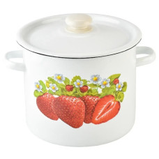 каструля емальована циліндрична 7,0л. Полуниця з полими ручками  1620/2