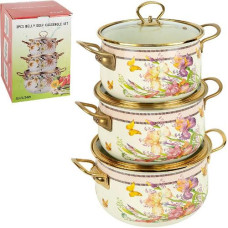 набір каструль емальованих 3шт. 2,5л+3,5л.+4,5л. зі скляними кришками  7043-6/122993  (4)