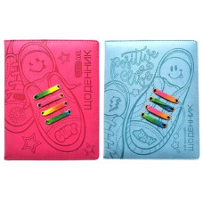 щоденник Мандарин обкл. шкірзам з тисненням зображення + різнокольорові шнурки 16,8х21,3см. (30/60)