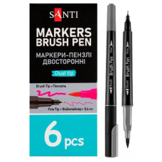 маркер акварельний Santi Brush Pen двосторонній сірий  SW-25/391025  (6/144/1152)