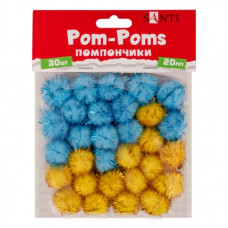 помпони Santi з люрексом (блакитний, жовтий) d-20мм. 30шт./уп.  954660
