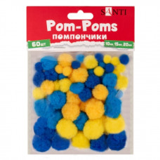 помпони Santi жовті/сині d-10мм./15мм/20мм., 60шт./уп.  954672