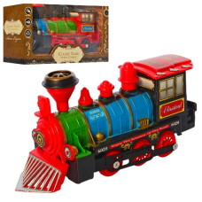 паровозик 20см., муз., звук, світло, їздить, на бат. в кор. 21,5х12,5х8см.  829-8  (48)