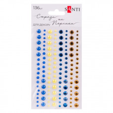 набір страз та перлин Santi самоклеючих "Gold and blue" 136шт./бліст.  742523