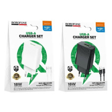 зарядний пристрій Borofone Source на 1 USB + шнур Type-C  BAS72A