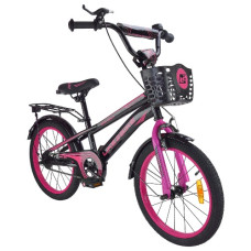 велосипед 18" Like2bike Dark Rider, сталева рама, дзвоник, ручне гальмо, чорно-рожевий  241807  (1)