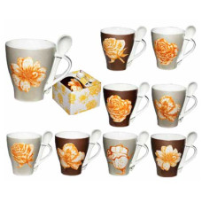 чашка з ложкою 375мл. Сатин голд  2063