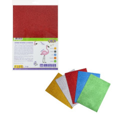 фоаміран Zibi з блискітками з клейовим шаром А4  5арк./5кол., товщ. 2мм.  ZB.1848  (100)