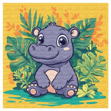 картина за номер. Ідейка 30х30см. дитяча "Бегемот в тропіках"  КНО1260