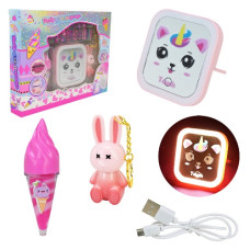 косметика тіні, блиск, дзеркало (світло, USB), наліпки, аксесуари в кор. 25х20х4см.  UKR2405  (6/48)