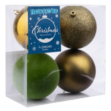 набір куль ялинкових Novogod'ko 4шт. 10см. оливковий  974791  (1/24)