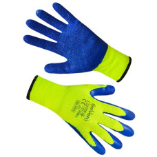 рукавиці Seven синтетичні салатові з блакитним неповним латексним покриттям  69676  (12/120)