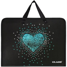 тека-портфель з ручками Class 350х255х45мм. "Heart"  5635-25С  (1/60)