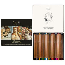 олівці кольор. Школярик Muse 24кол. круглі в мет. кор.  101М-24  (6)