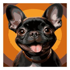 картина за номер. Strateg 30х30см. "Усміхнений бульдог"  ES-0902