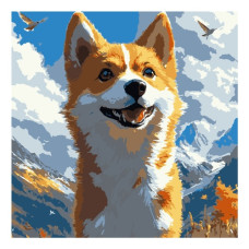 картина за номер. Strateg 30х30см. "Коргі на вітрі"  ES-0905