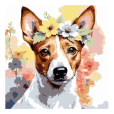 картина за номер. Strateg 30х30см. "Квітковий пес"  ES-0907